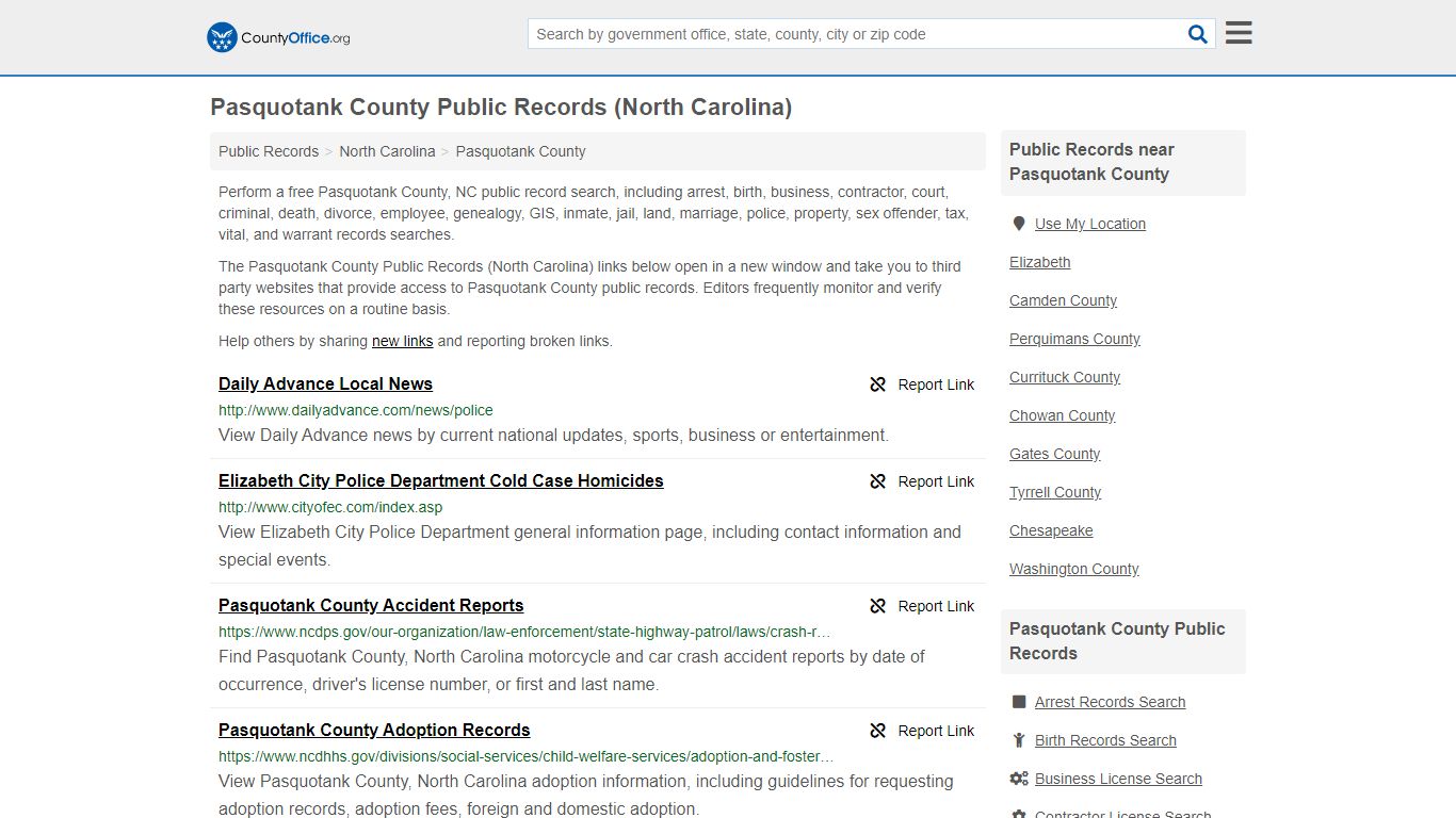 Public Records - Pasquotank County, NC (Business, Criminal ...