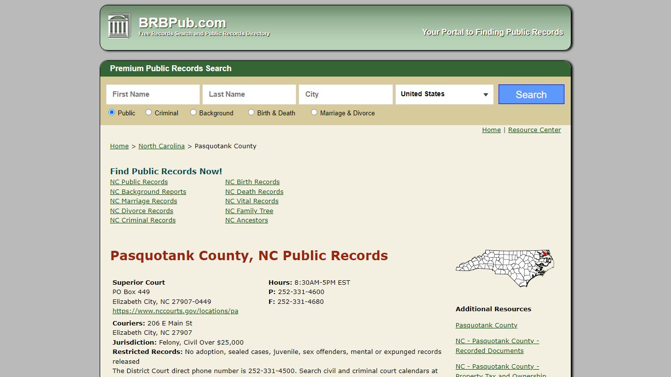 Pasquotank County Public Records | Search North Carolina ...