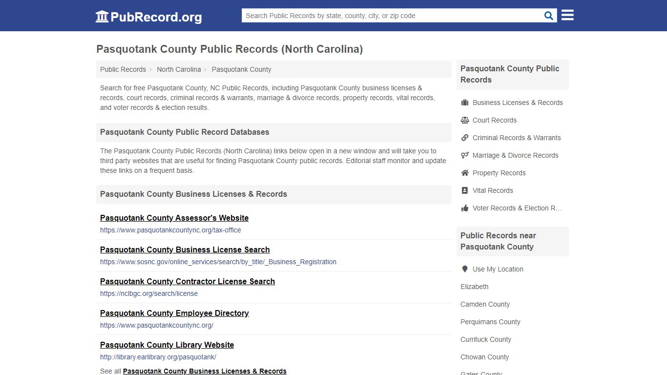 Free Pasquotank County Public Records (North Carolina ...